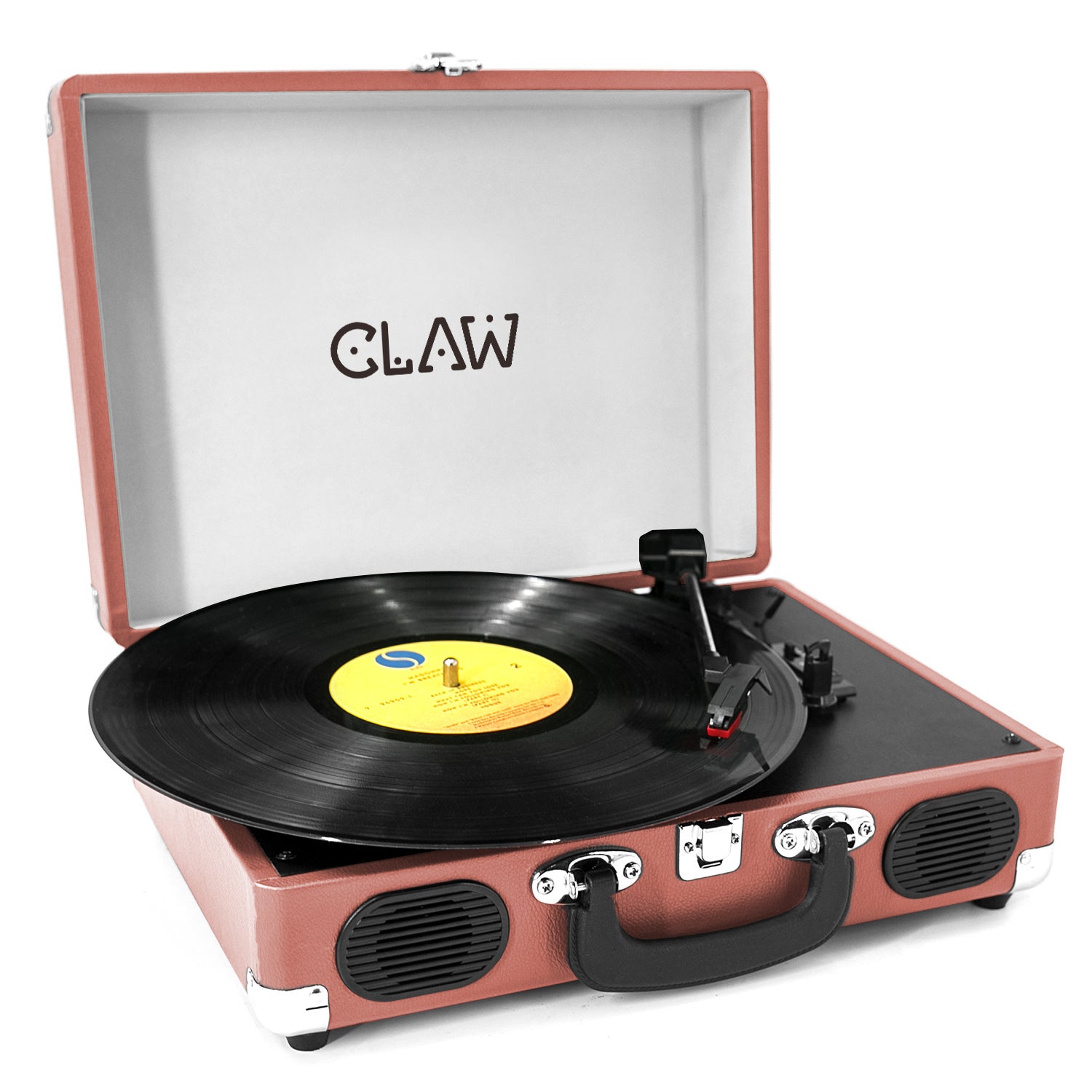 Refurbished CLAW Stag Portable - Turntable with built-in stereo speaker (Pink)