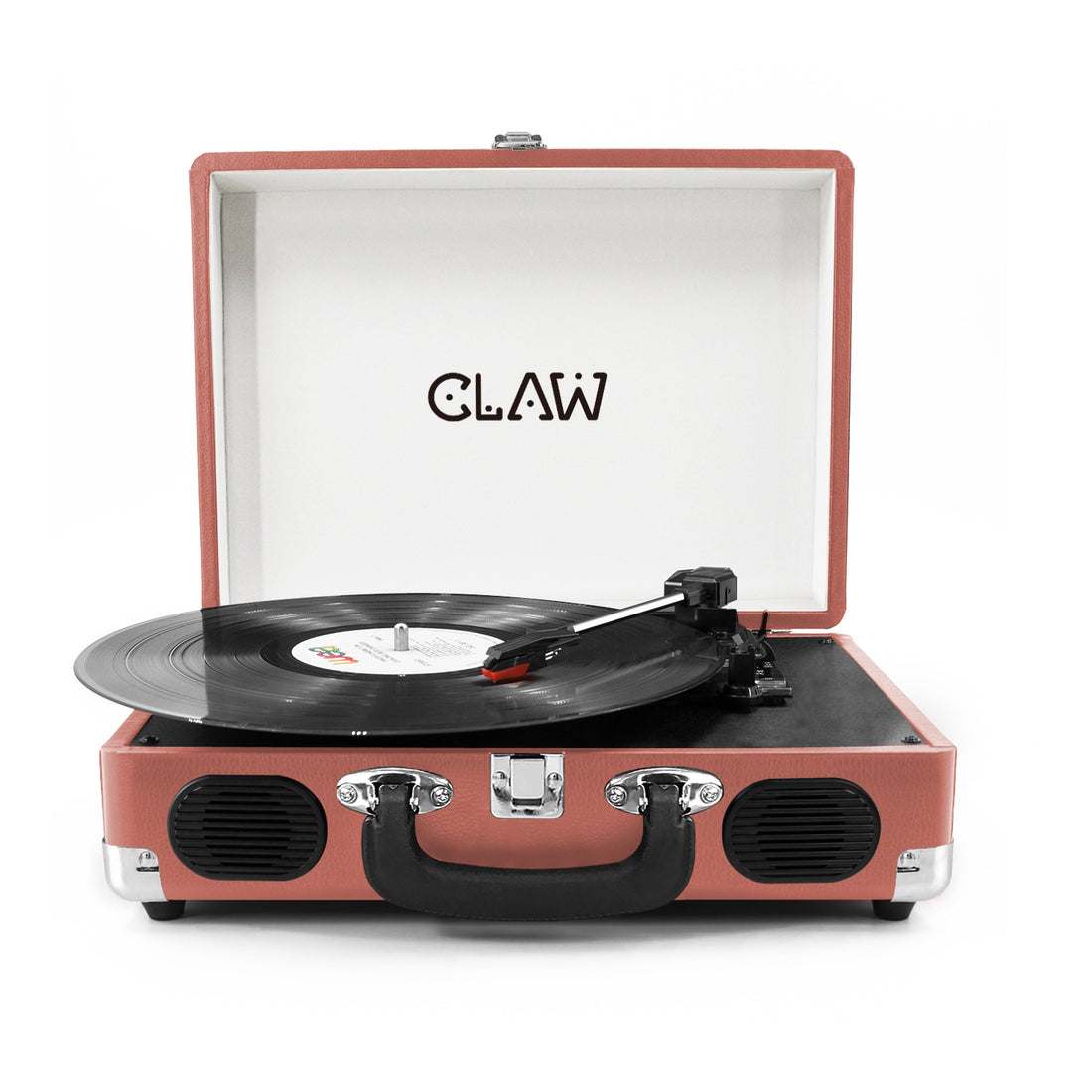 Refurbished CLAW Stag Portable - Turntable with built-in stereo speaker (Pink)