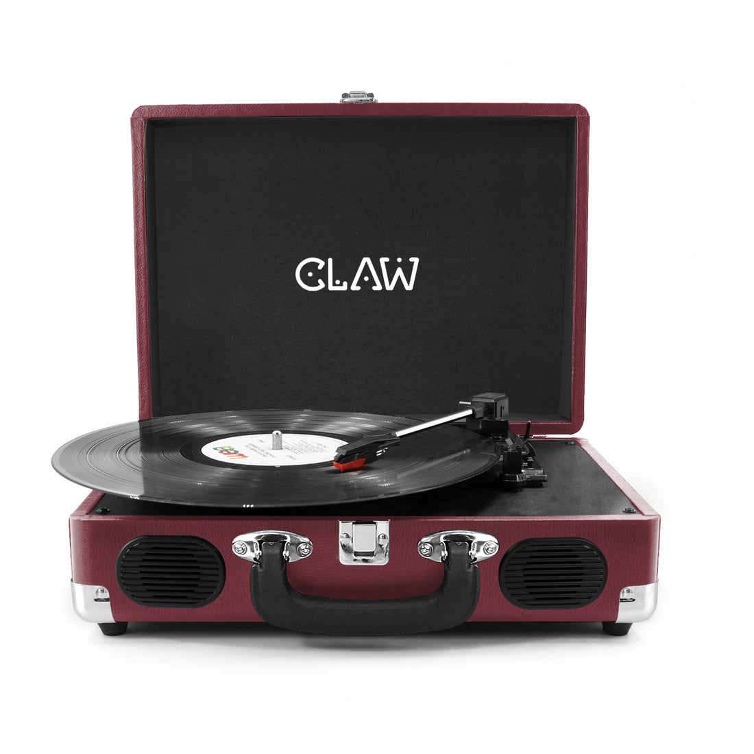 Refurbished CLAW Stag Portable - Turntable with built-in stereo speaker (Wine Red)