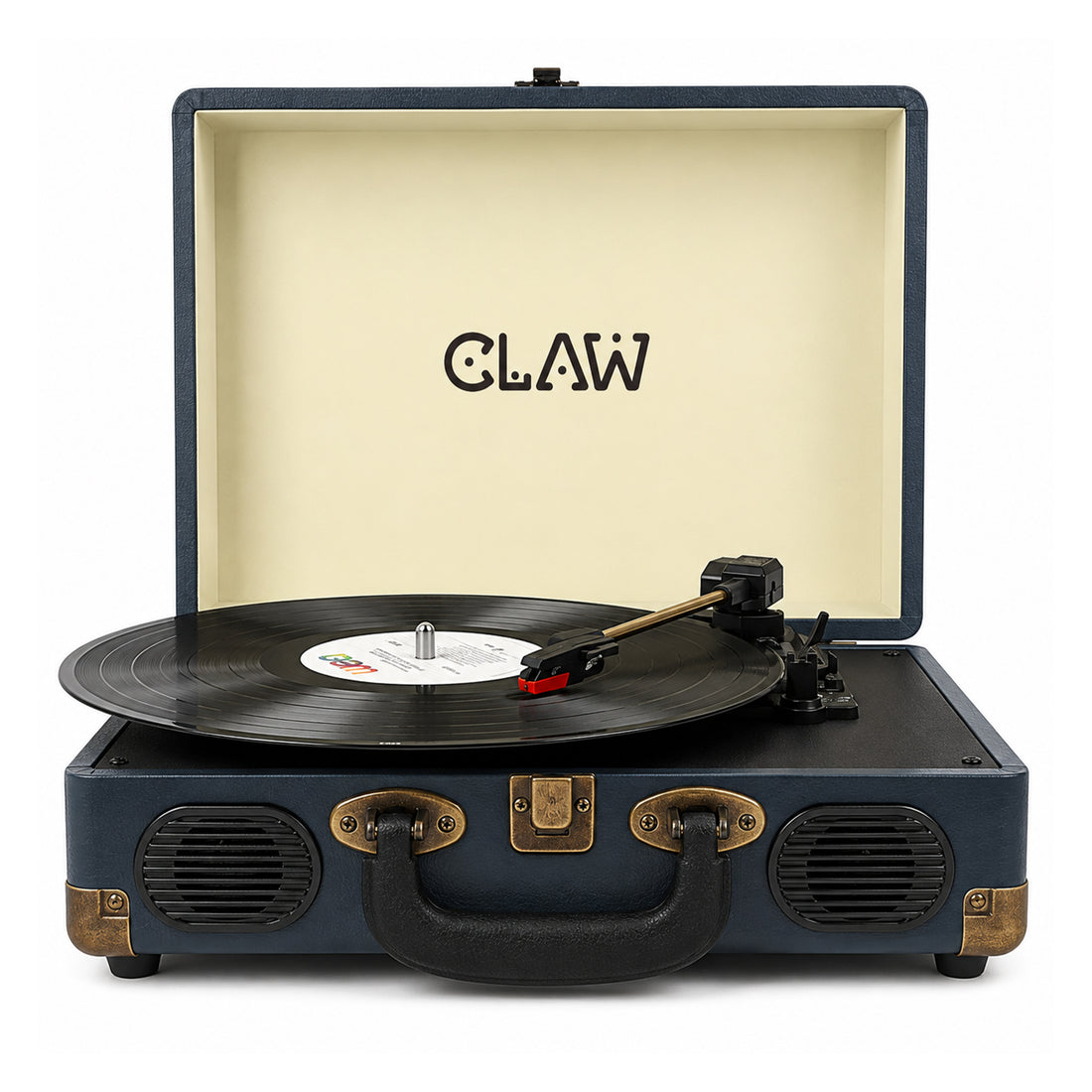 CLAW Stag Portable Pro - Bluetooth Turntable with Built-In Stereo Speaker (Dark Blue)
