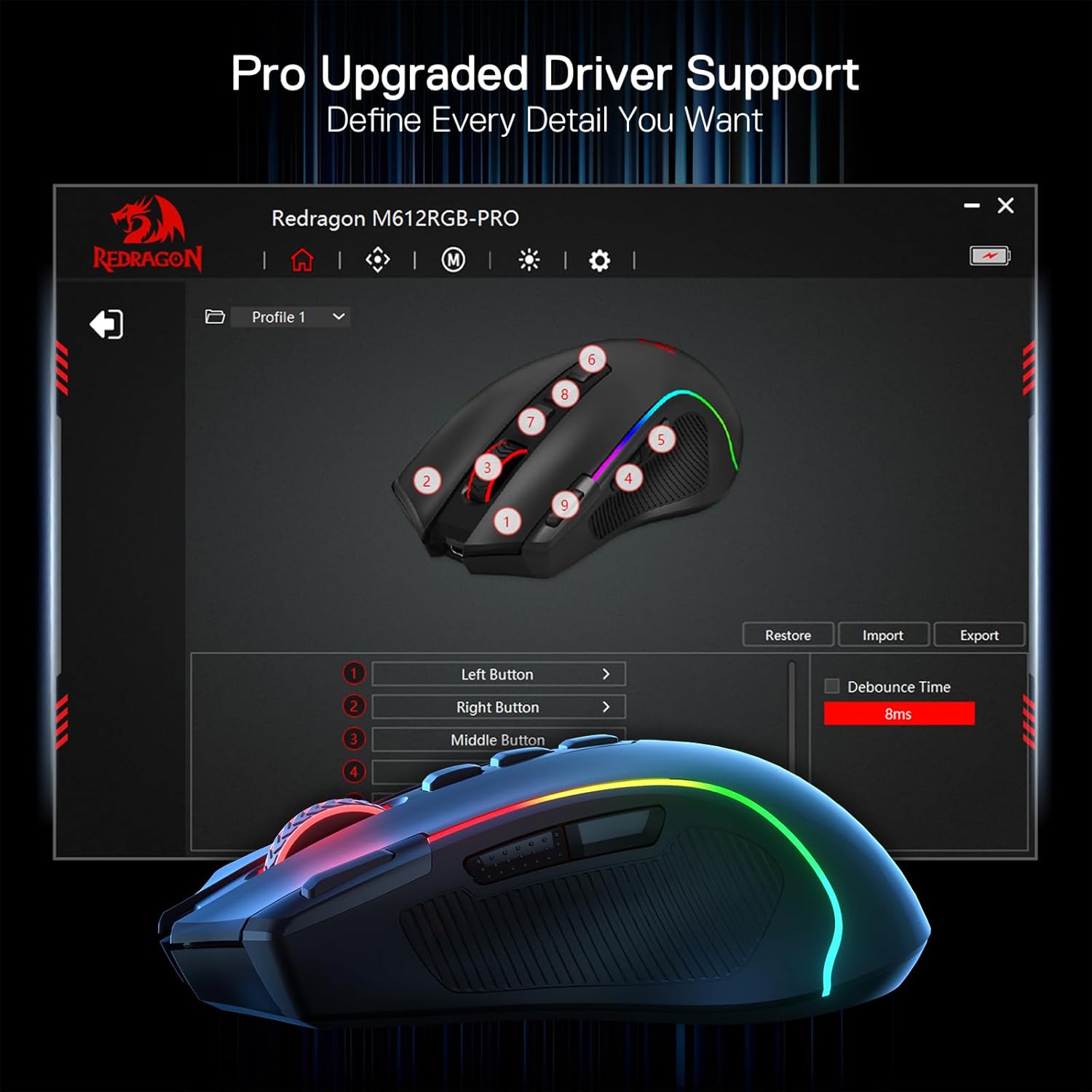 Redragon Predator Pro M612 PRO RGB Wireless Mouse