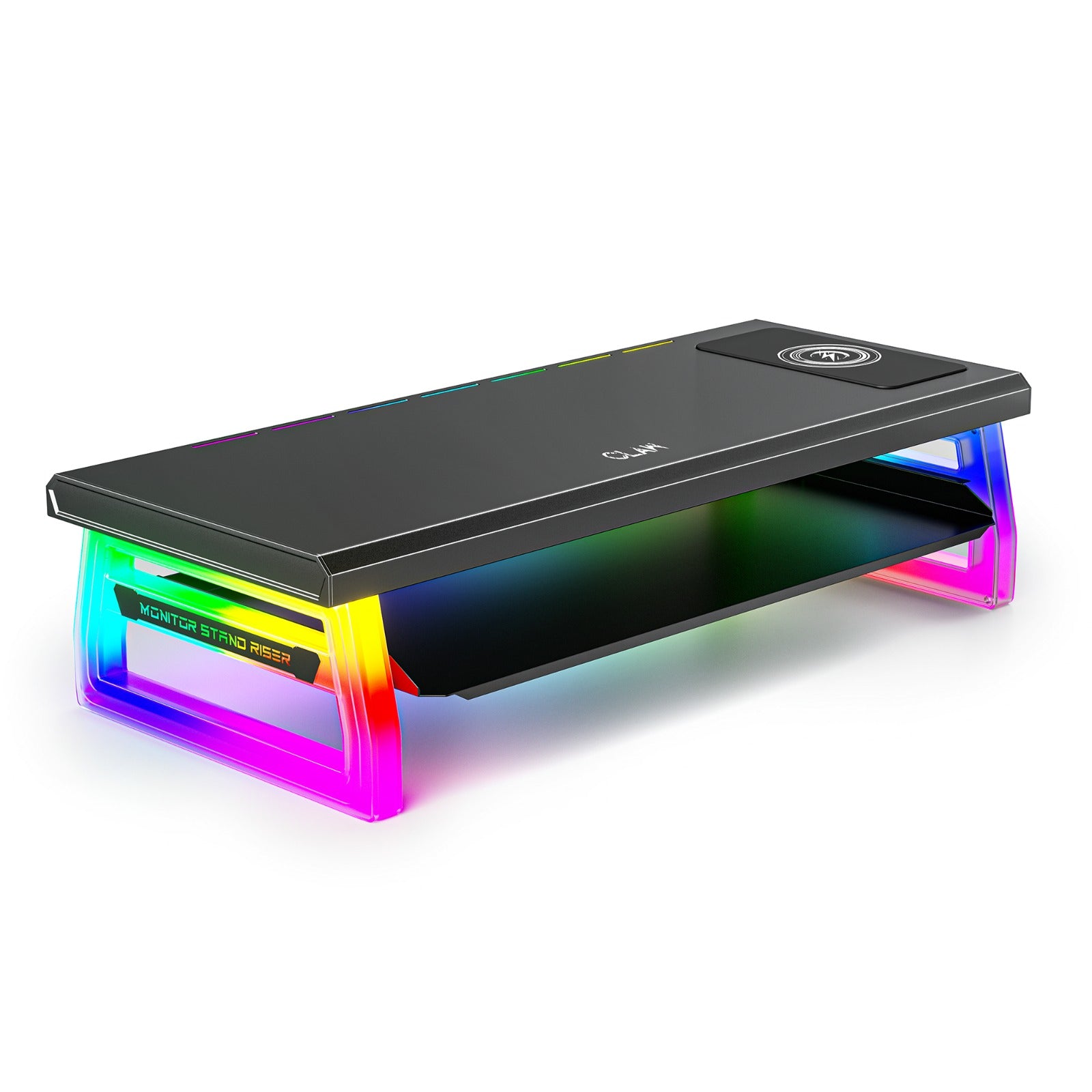 Claw Dock Pro T9 - Monitor/Laptop Stand with 15W Wireless Charging, USB-C PD Input, Fast Charge USB-C & USB-A, Dual USB 3.0 Ports, Headphone/Mic Ports