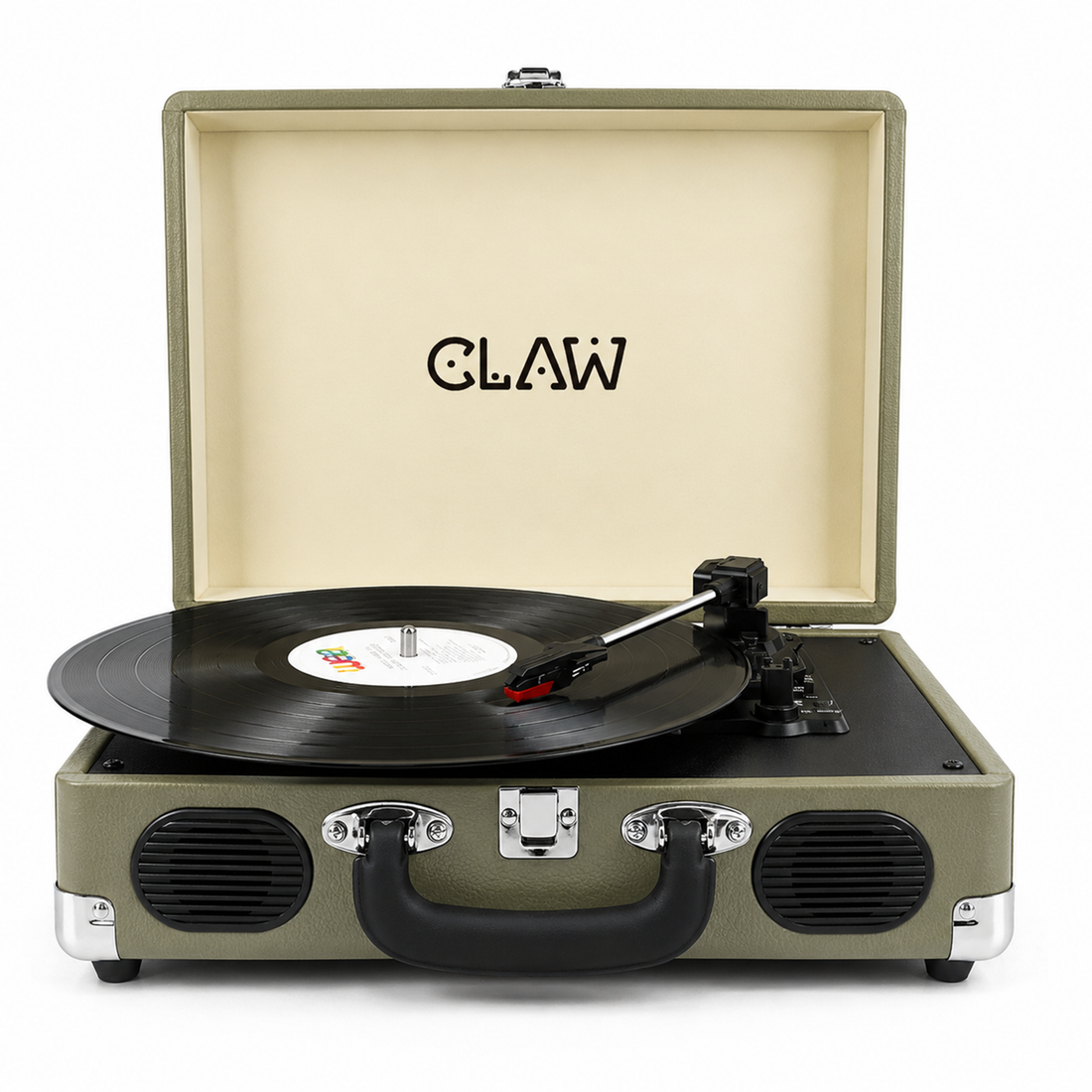 CLAW Stag Portable Pro - Bluetooth Turntable with Built-In Stereo Speaker (Celadon Cream)