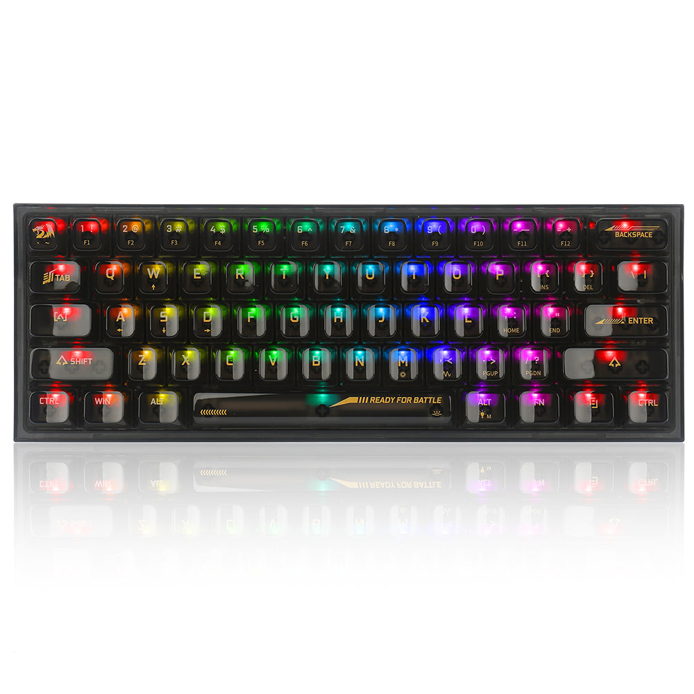 Redragon Fizz K617 - 60% Wired Mechanical Keyboard Black Transparent (Translucent Custom Switch)