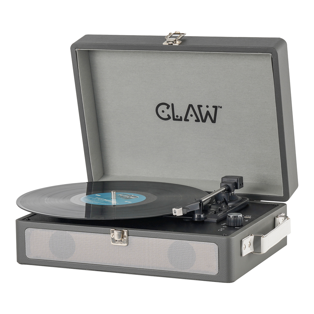 Claw Stag Retro Pro - Bluetooth Turntable with Magnetic Stylus, Built-In Stereo Speaker, USB Recording and Play Buttons - Slate Grey