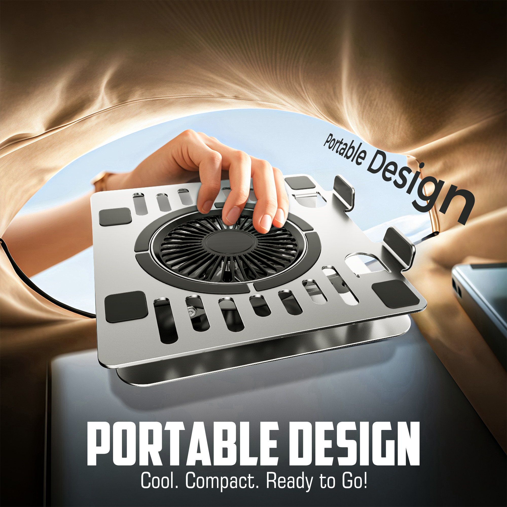 Claw Lift Max X16 - Metal Laptop Stand with RGB Fan,360° Rotation, Adjustable Angles and 2 USB Port