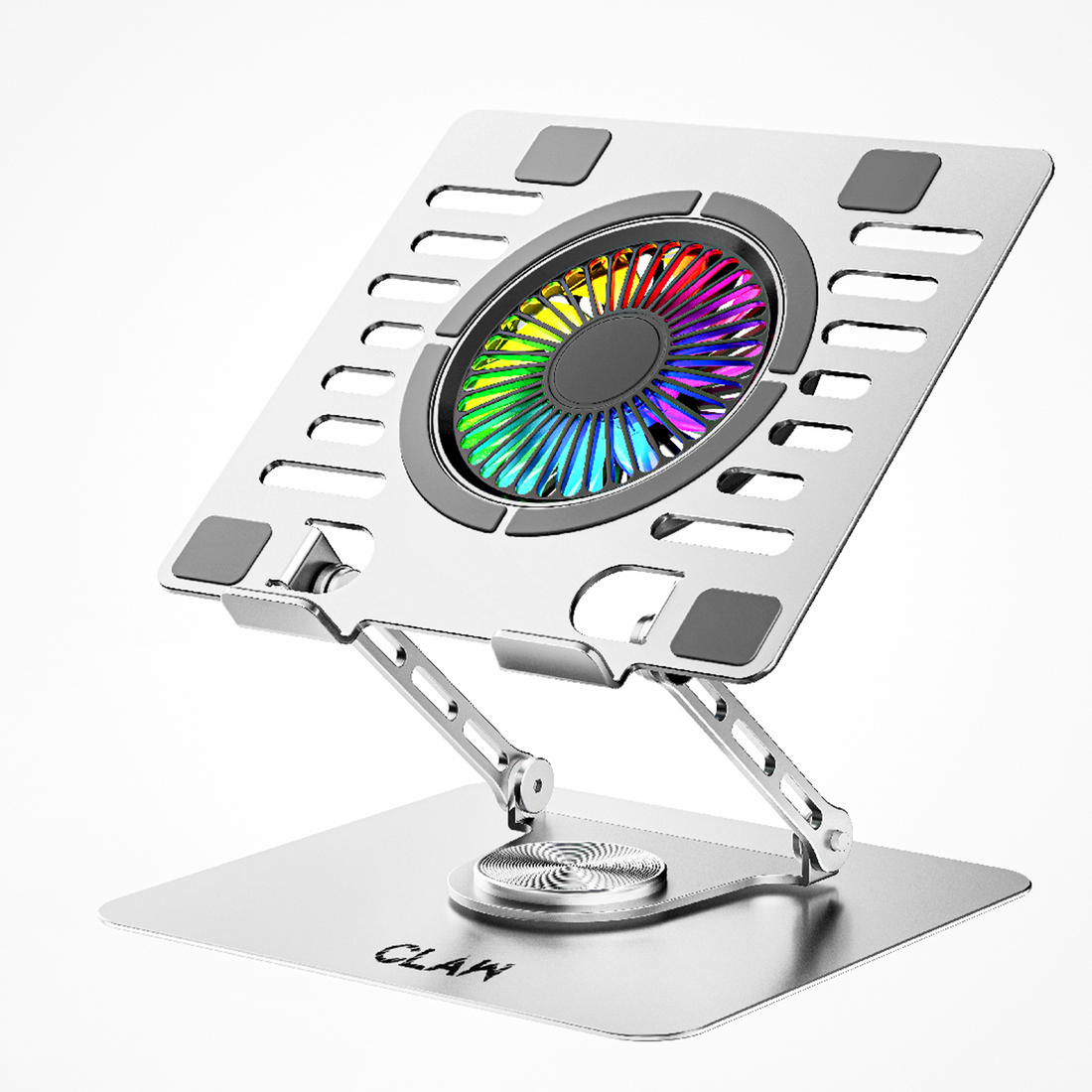 (Refurbished) Claw Lift Max X16 - Metal Laptop Stand with RGB Fan,360° Rotation, Adjustable Angles and 2 USB Port
