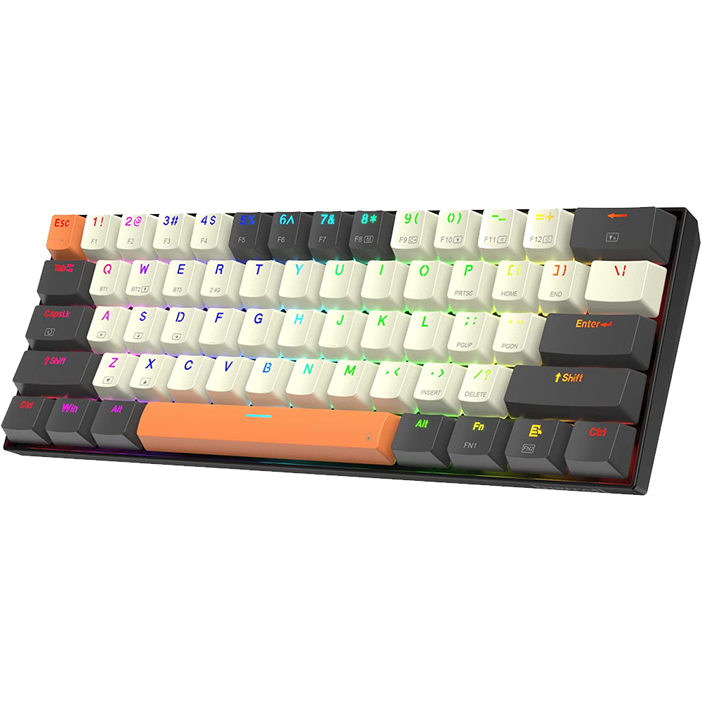 (OPEN BOX) Redragon Caraxes PRO K644 SE - 65% Bluetooth + 2.4Ghz + Wired RGB Mechanical Keyboard Cream/Grey/Orange (Red Switch)