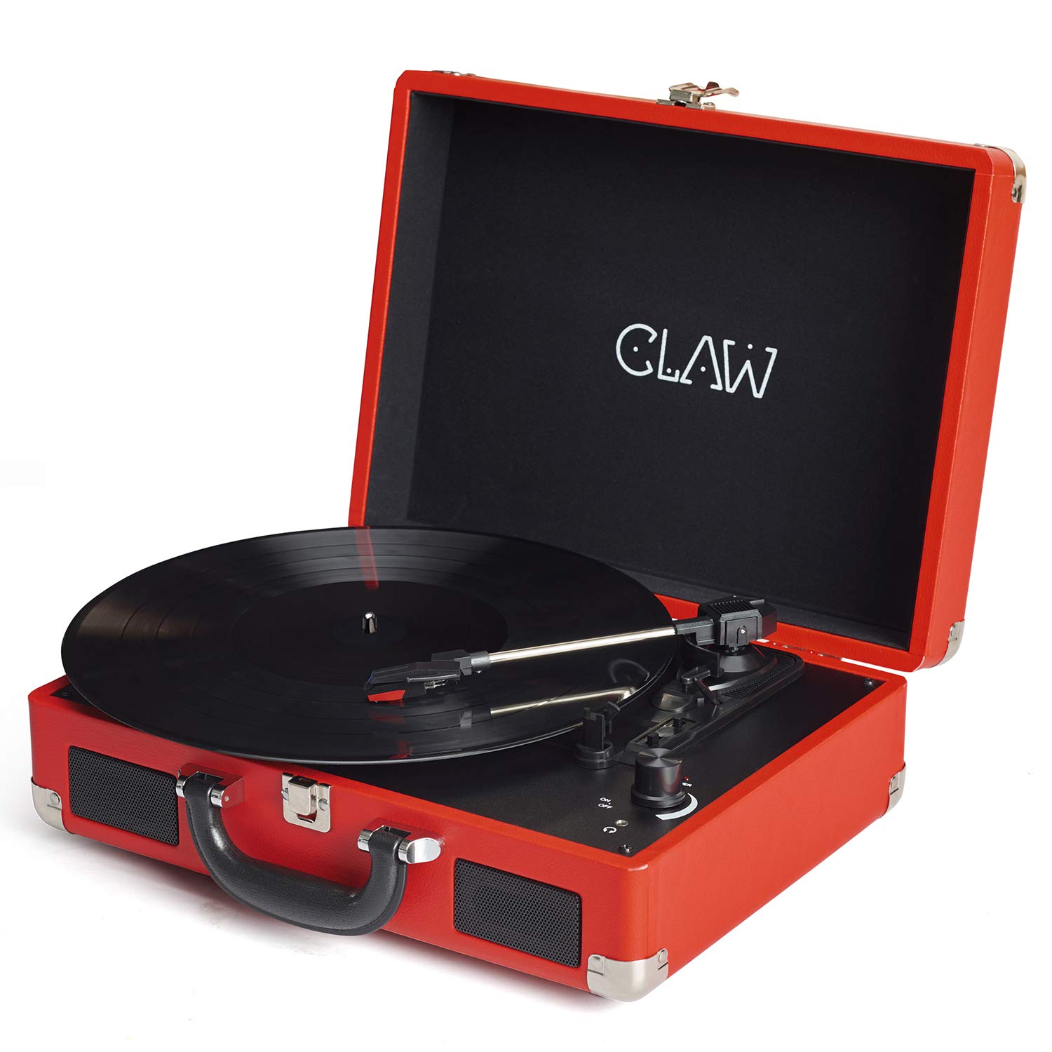 CLAW Stag Portable - Turntable with Built-in Stereo Speakers (Red)