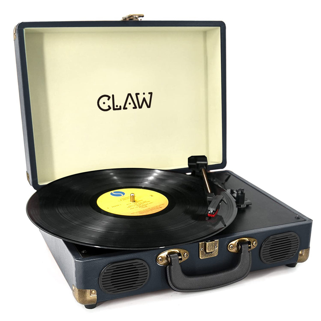 Refurbished CLAW Stag Portable - Turntable with Built-in Stereo Speakers (Dark Blue)
