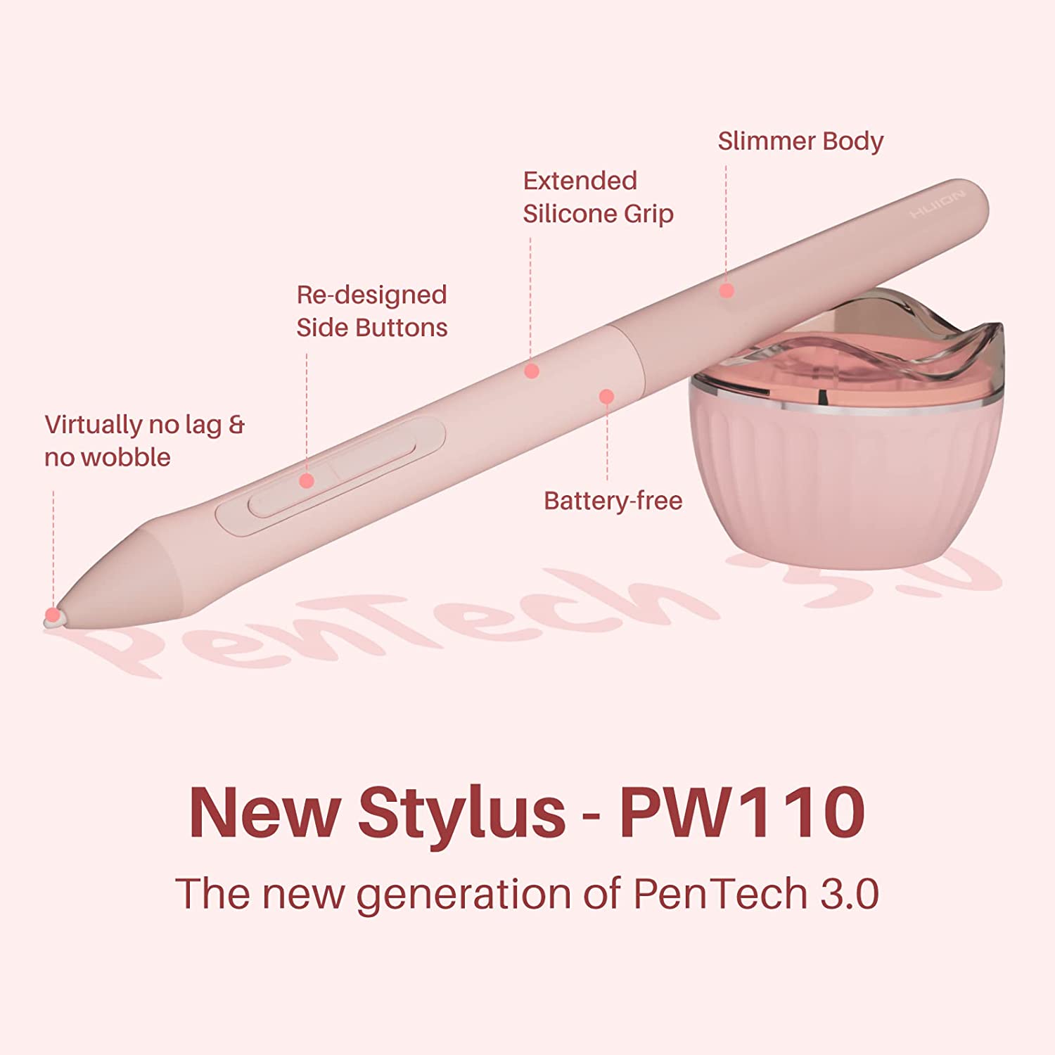 (Refurbished) Huion Inspiroy 2 H641P - Small Digital Graphic Tablet (Sakura Pink)