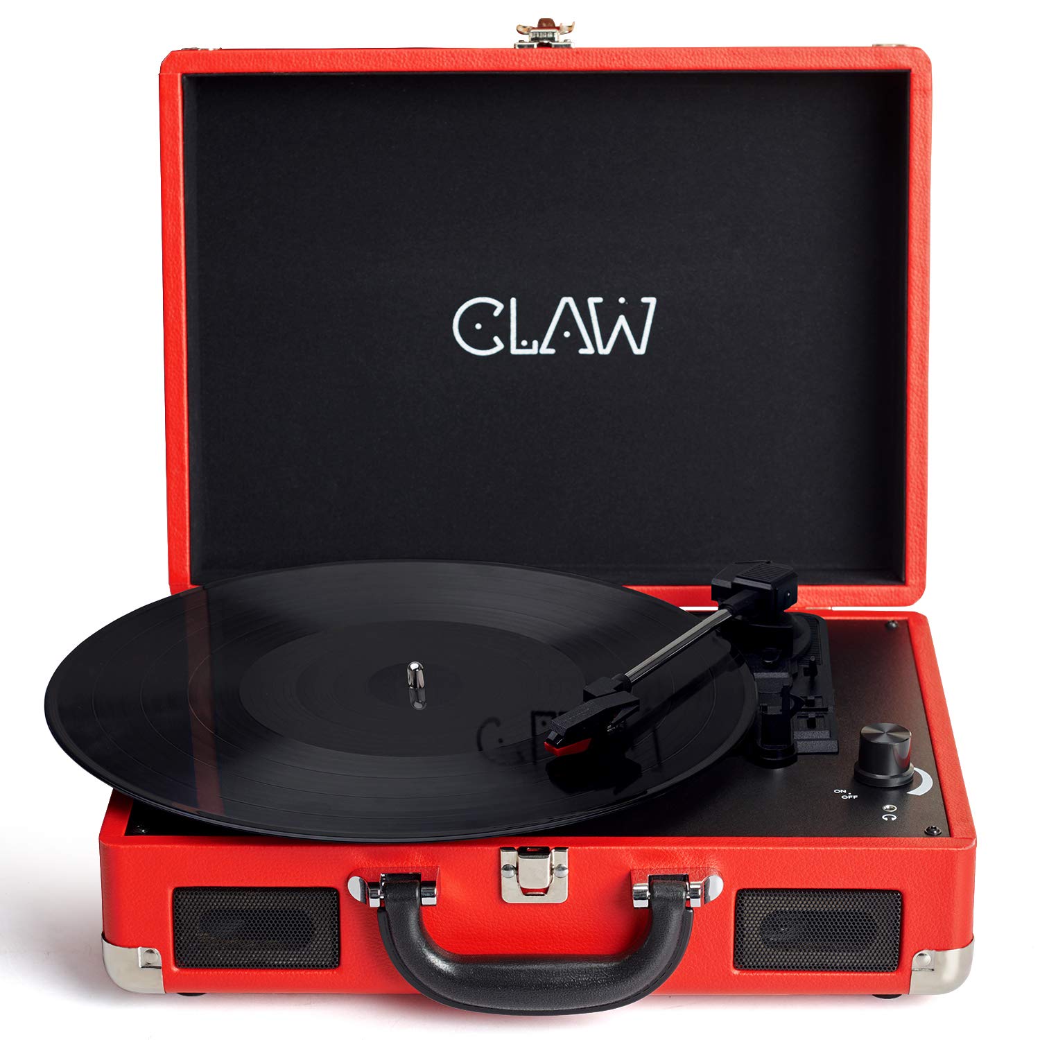 CLAW Stag Portable - Turntable with Built-in Stereo Speakers (Red)