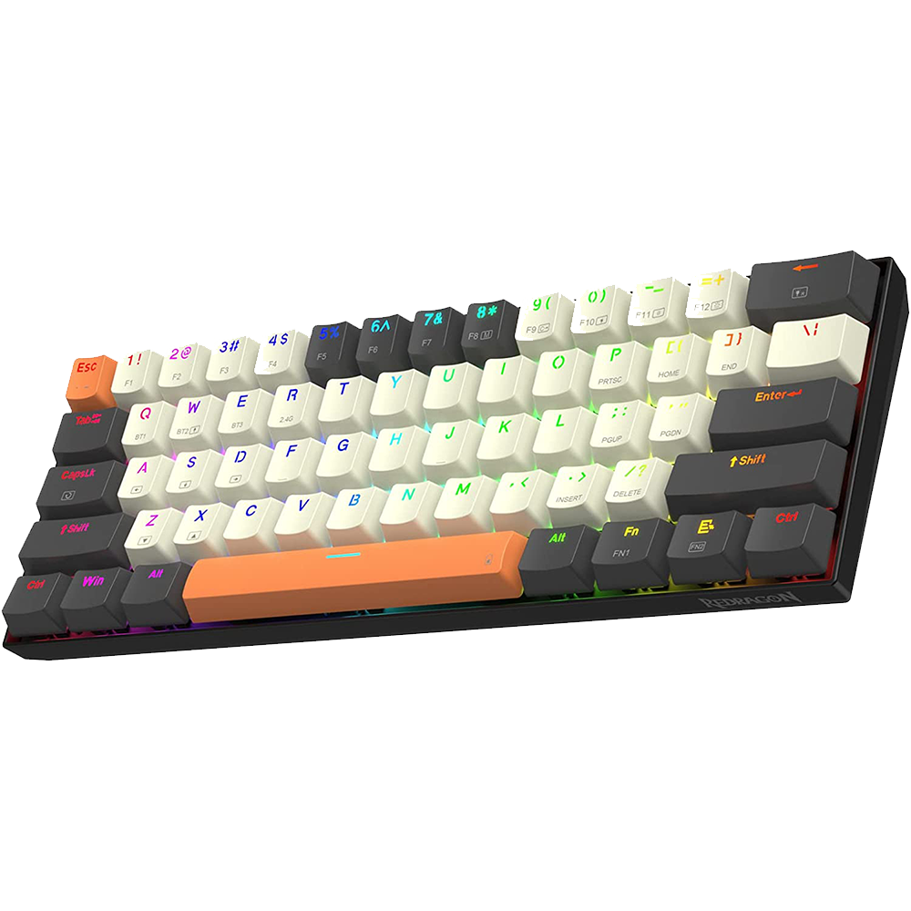 (OPEN BOX) Redragon Caraxes PRO K644 SE - 65% Bluetooth + 2.4Ghz + Wired RGB Mechanical Keyboard Cream/Grey/Orange (Red Switch)