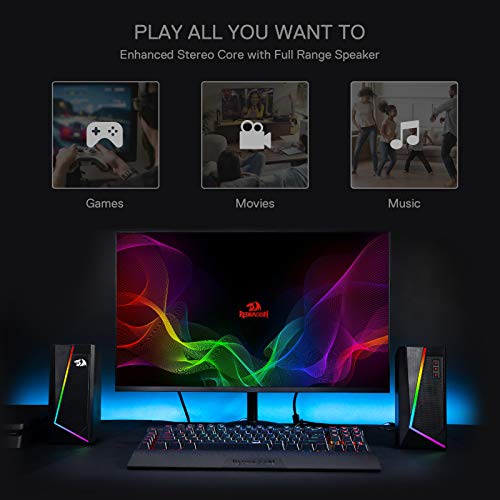 Redragon Anvil GS520 - RGB 2.0 Channel Gaming Wired Desktop Speakers