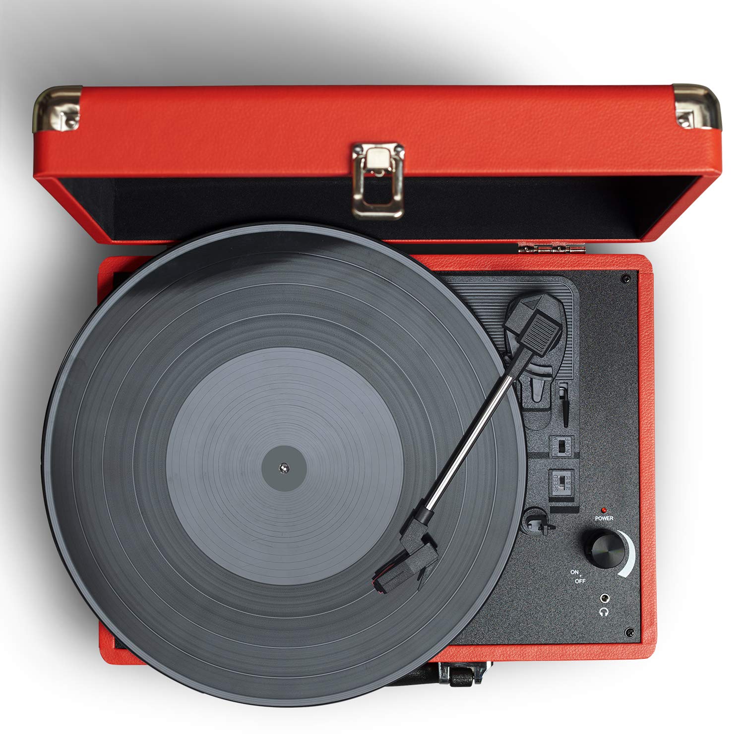 CLAW Stag Portable - Turntable with Built-in Stereo Speakers (Red)