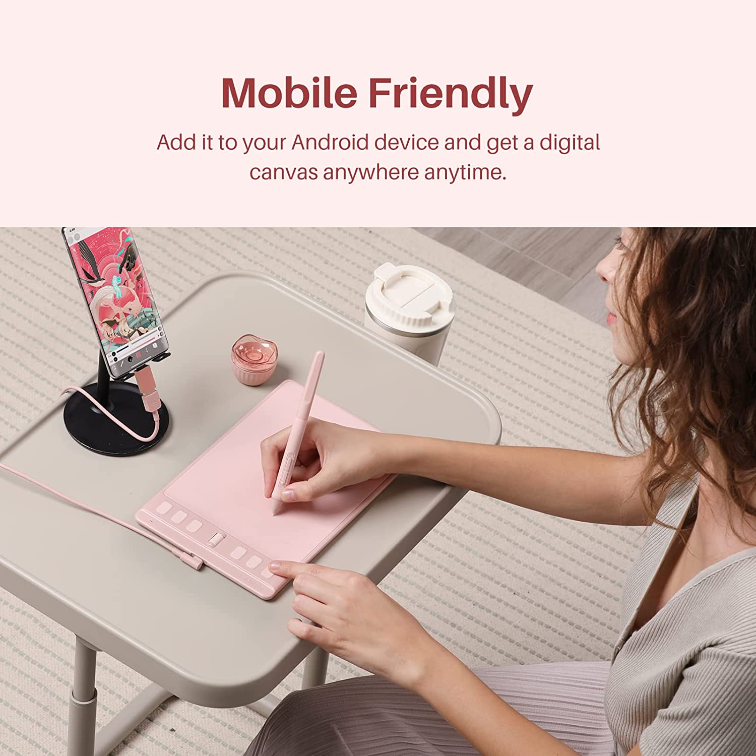 (Refurbished) Huion Inspiroy 2 H641P - Small Digital Graphic Tablet (Sakura Pink)