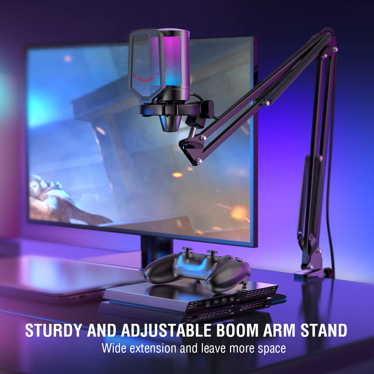 (Refurbished) Fifine Ampligame A6T - Gaming USB Microphone Kit (Black)
