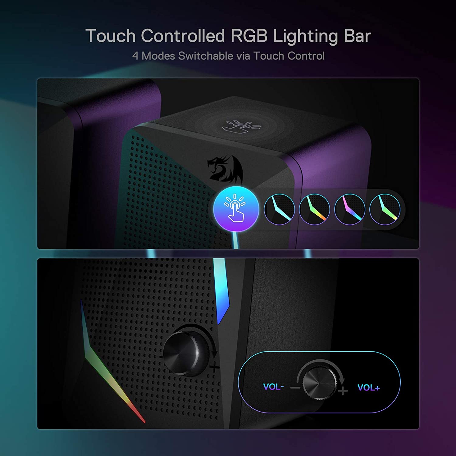 Redragon Waltz GS510 - RGB 2.0 Channel Gaming Wired Desktop Speakers