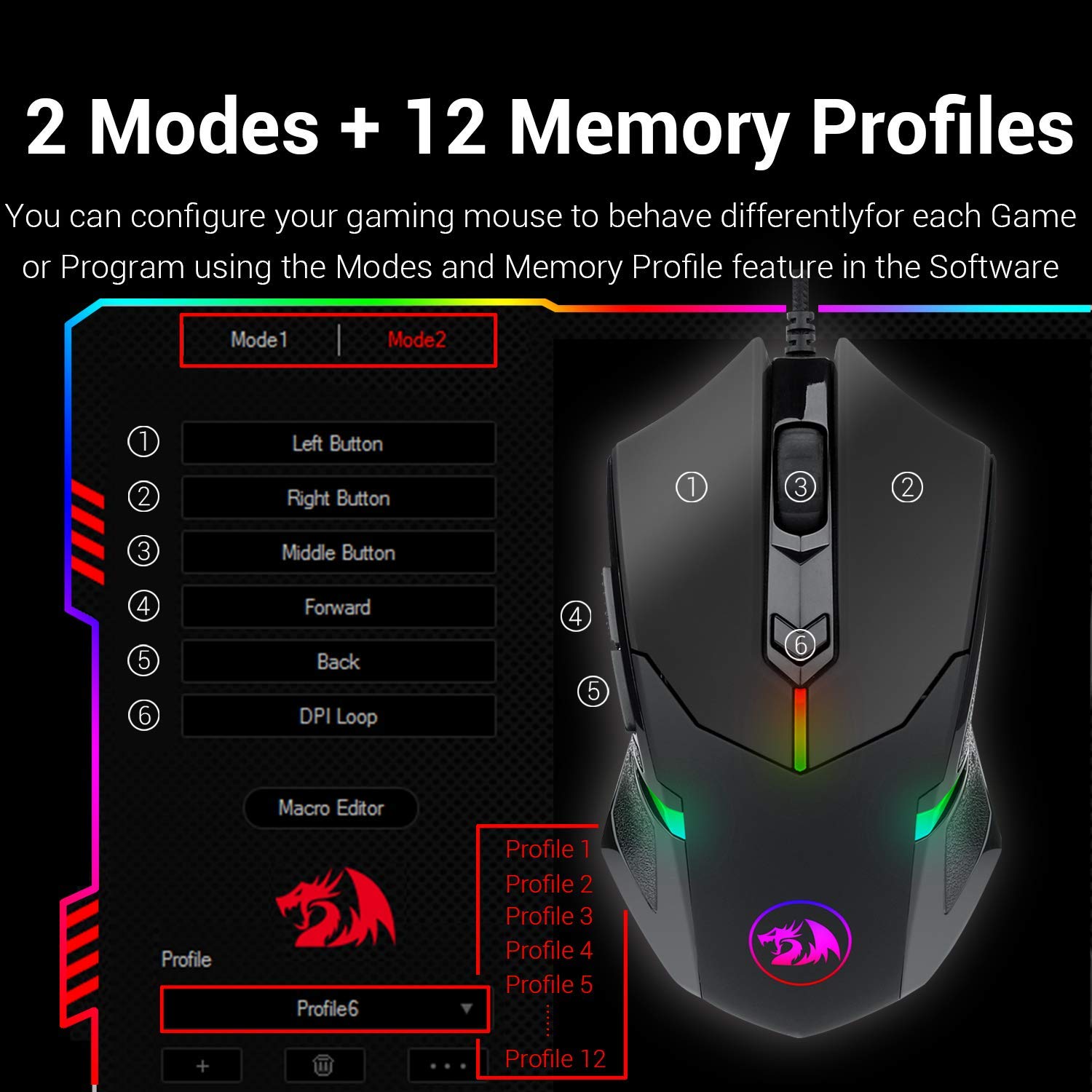 Redragon Centrophorus M601 - RGB Wired Mouse