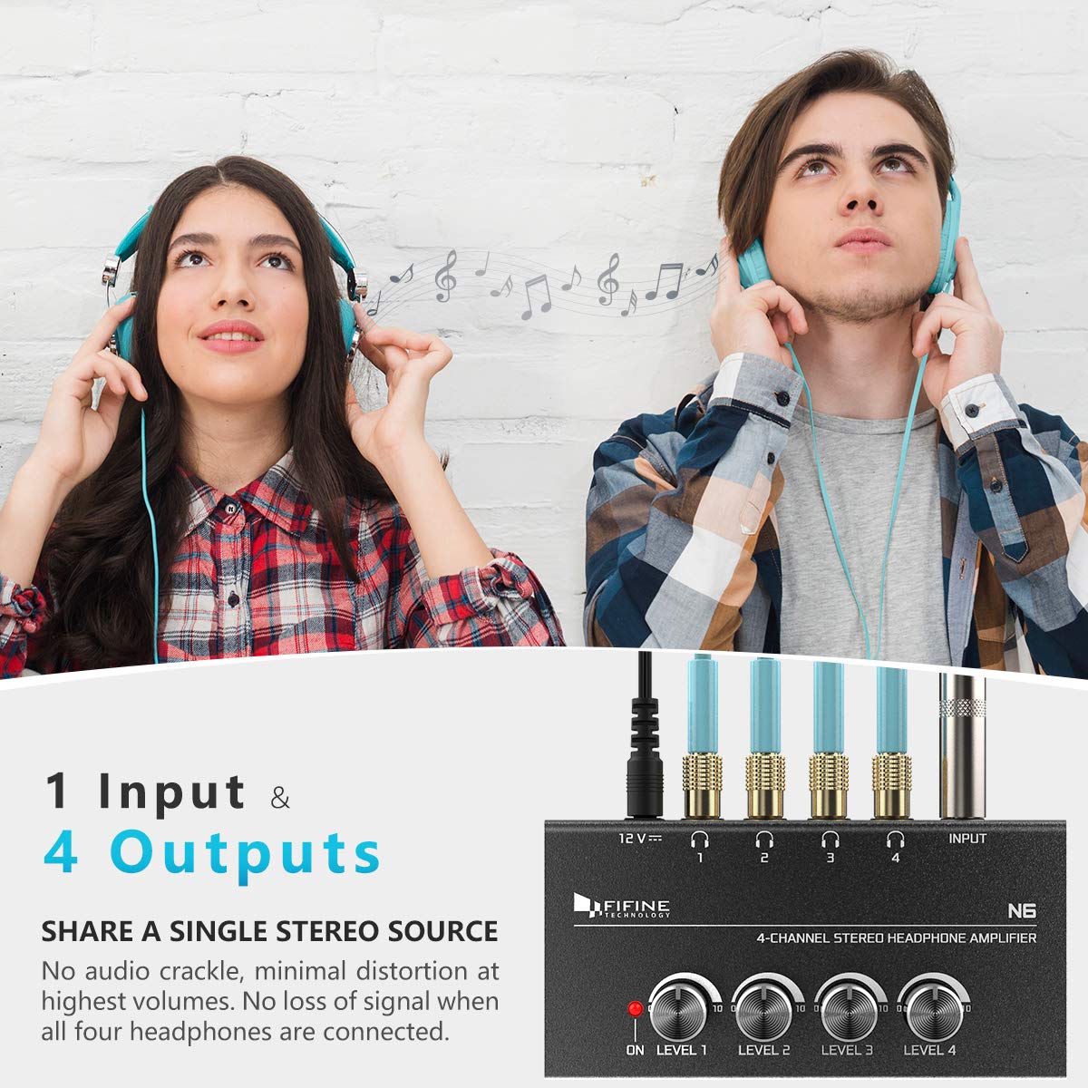 (Refurbished) FIFINE N6 - Headphone Amplifier With Stereo Output and Individual Volume Controls