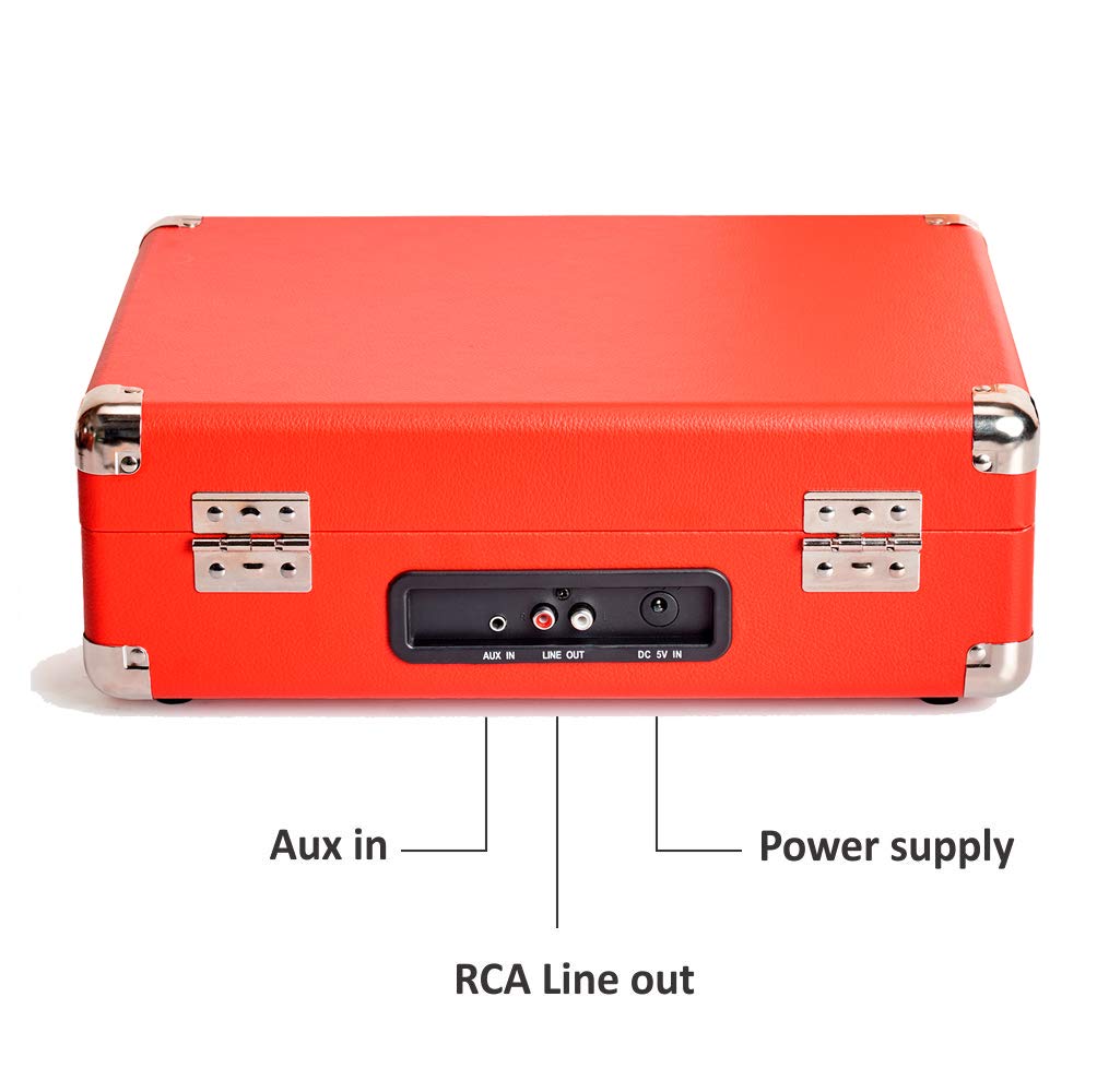 CLAW Stag Portable - Turntable with Built-in Stereo Speakers (Red)