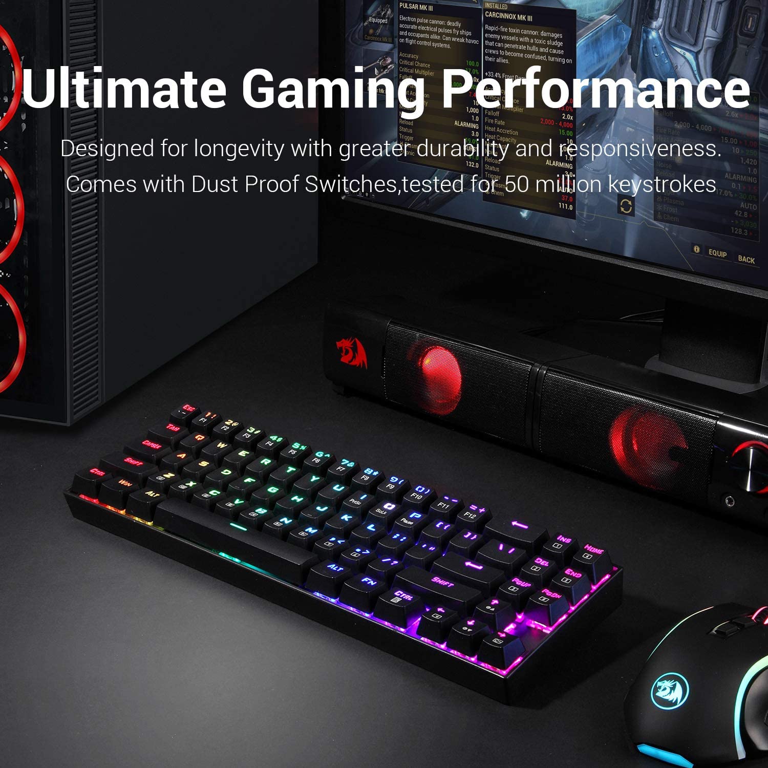 (Refurbished) Redragon Deimos K599 - TKL 2.4Ghz+Wired RGB Mechanical Keyboard (Red Switch)