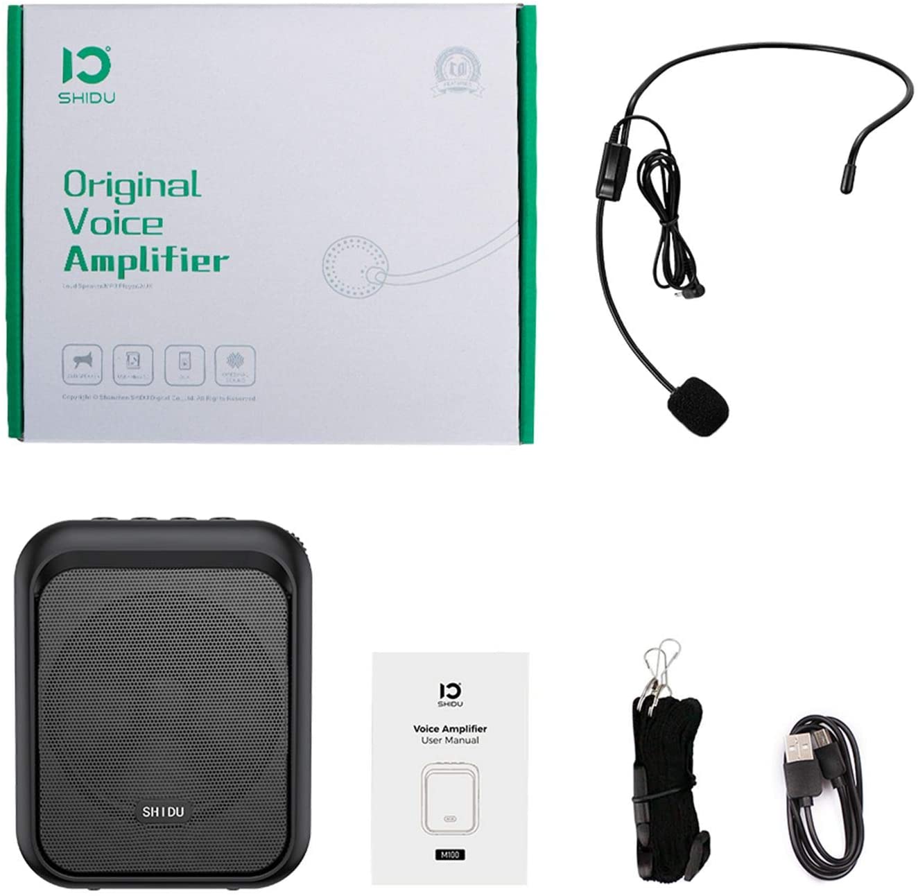 (Refurbished) Shidu M100 - Wired Portable Mini Voice Amplifier with Bluetooth Speakers