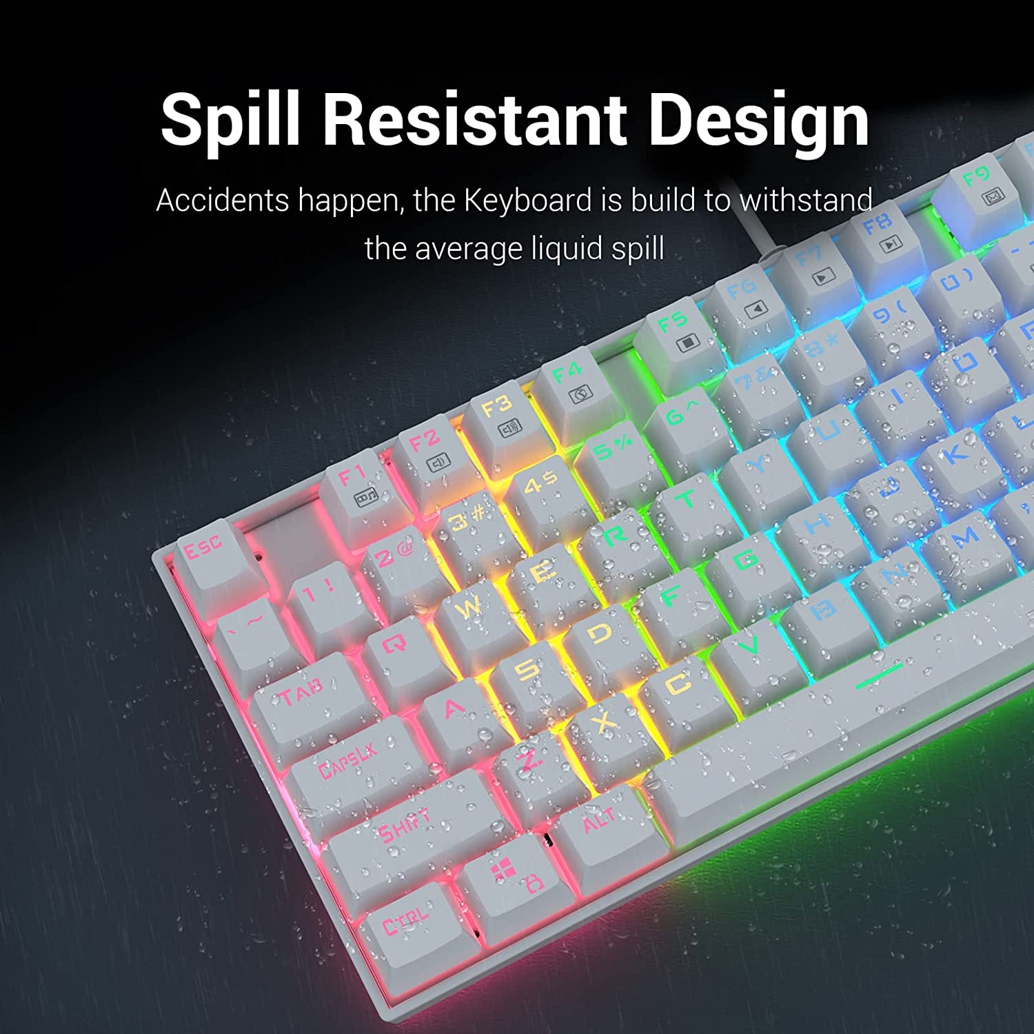 (Refurbished) Redragon Kumara K552 - TKL Wired Mechanical Keyboard RGB White (Red Switch)