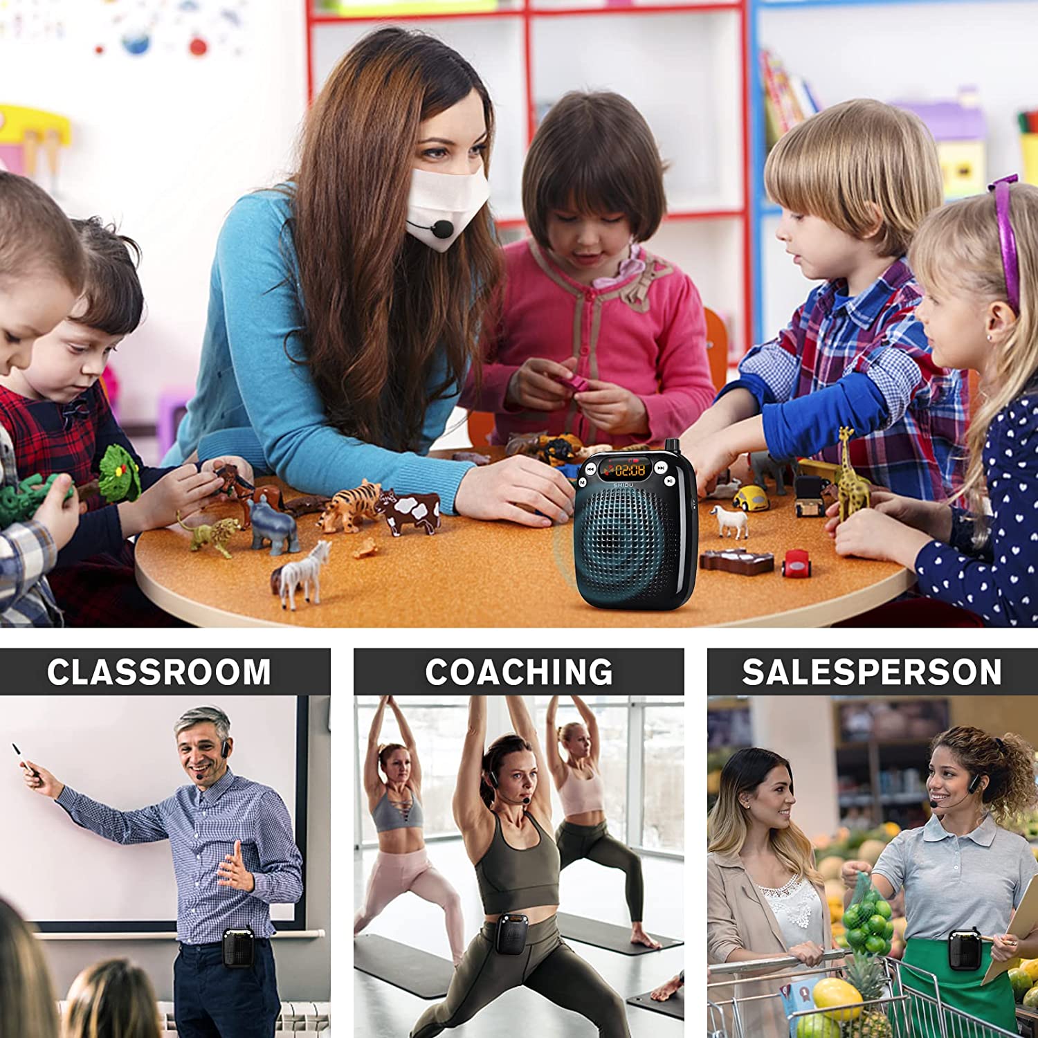 Shidu S611 - Wireless Portable Voice Amplifier with LED Display