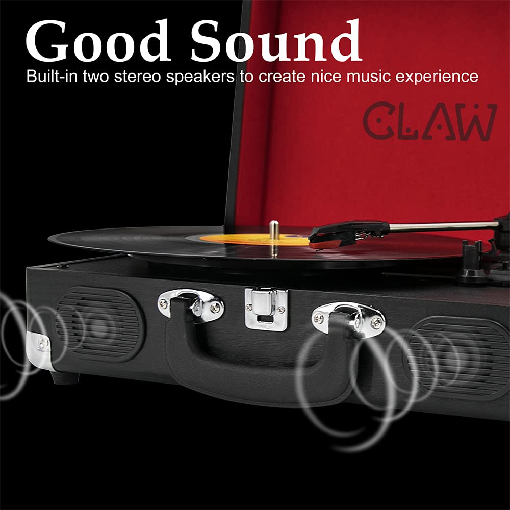 CLAW Stag Portable - Turntable with Built-in Stereo Speakers (Black)  (Use Code ORIGIN10 to Get 10% DIscount)