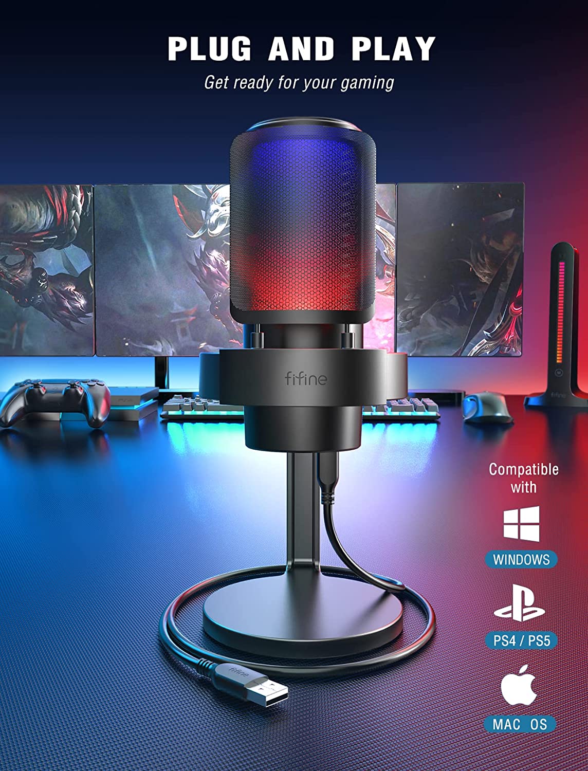 (Refurbished) Fifine Ampligame A8 - USB Gaming Microphone