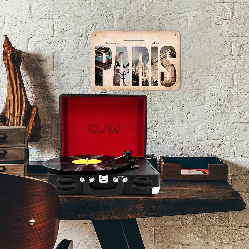 CLAW Stag Portable - Turntable with Built-in Stereo Speakers (Black)  (Use Code ORIGIN10 to Get 10% DIscount)