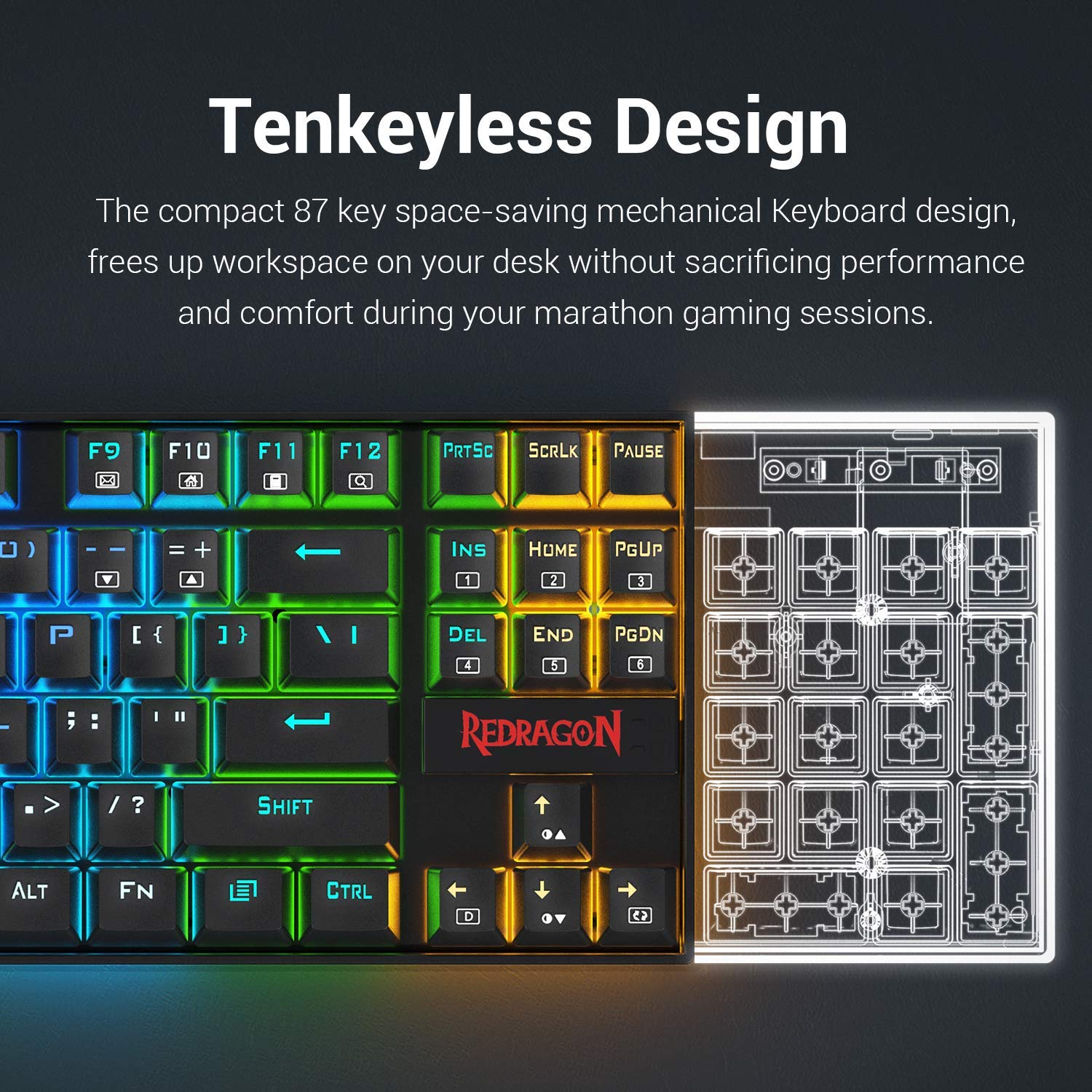 (Refurbished) Redragon Kumara K552 - TKL Wired Mechanical Keyboard RGB Black (Blue Switch)