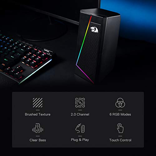Redragon Anvil GS520 - RGB 2.0 Channel Gaming Wired Desktop Speakers