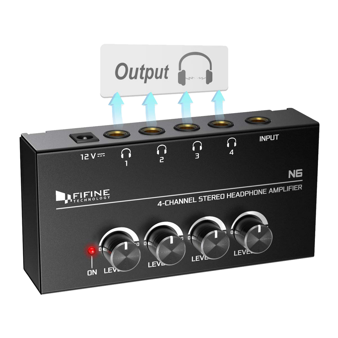 FIFINE N6 - Headphone Amplifier With Stereo Output and Individual Volume Controls