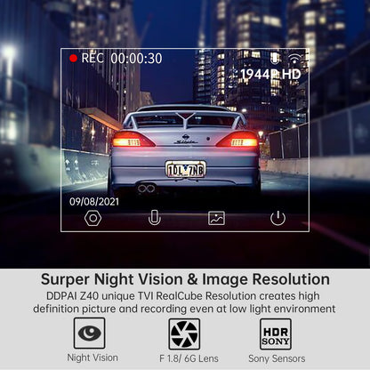(Refurbished) DDPAI Z40 Dual - 3K Front and Rear Dash Camera