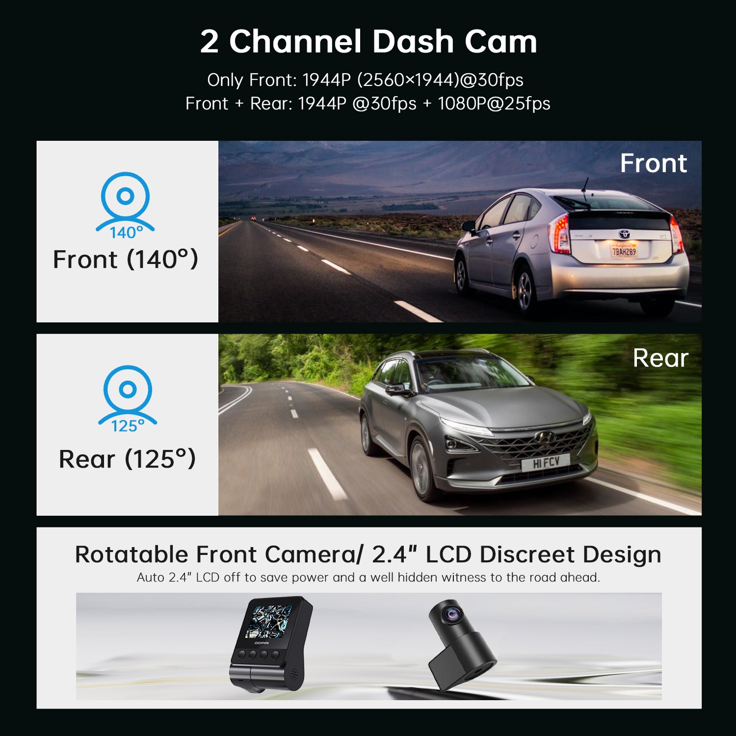 (Refurbished) DDPAI Z40 Dual - 3K Front and Rear Dash Camera