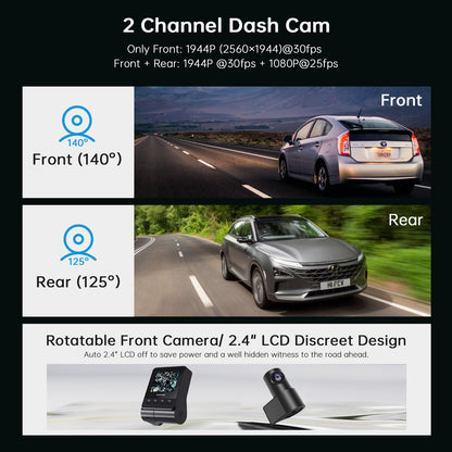 (Refurbished) DDPAI Z40 Dual - 3K Front and Rear Dash Camera
