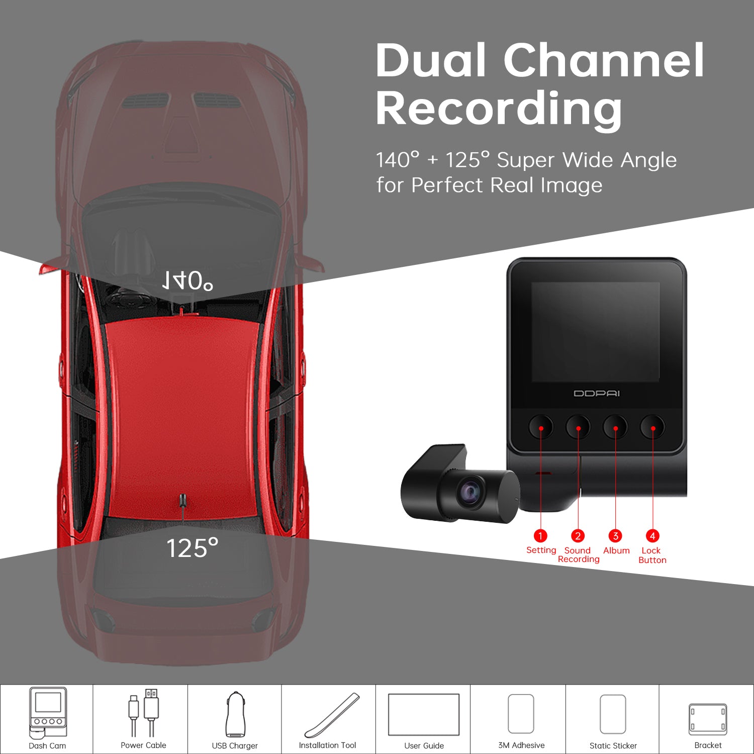 (Refurbished) DDPAI Z40 Dual - 3K Front and Rear Dash Camera