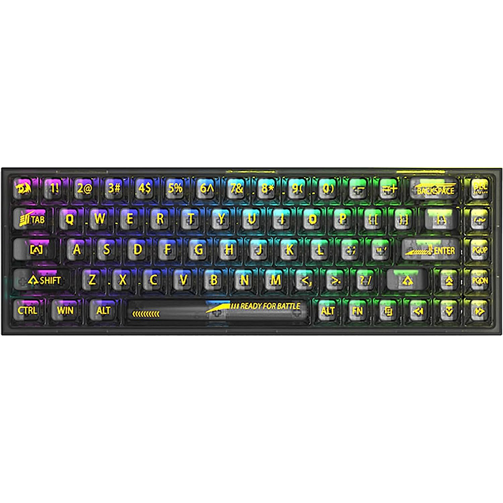 Redragon Castor Pro K631 PRO - 65% Bluetooth+2.4Ghz+Wired Mechanical Keyboard Black Transparent (Translucent Custom Switch)