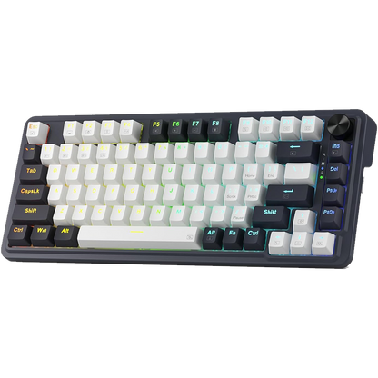 Redragon Ucal Pro K673 Pro - 75% Wired+2.4Ghz+Bluetooth Mechanical Keyboard White and Black (Linear Red Switch)