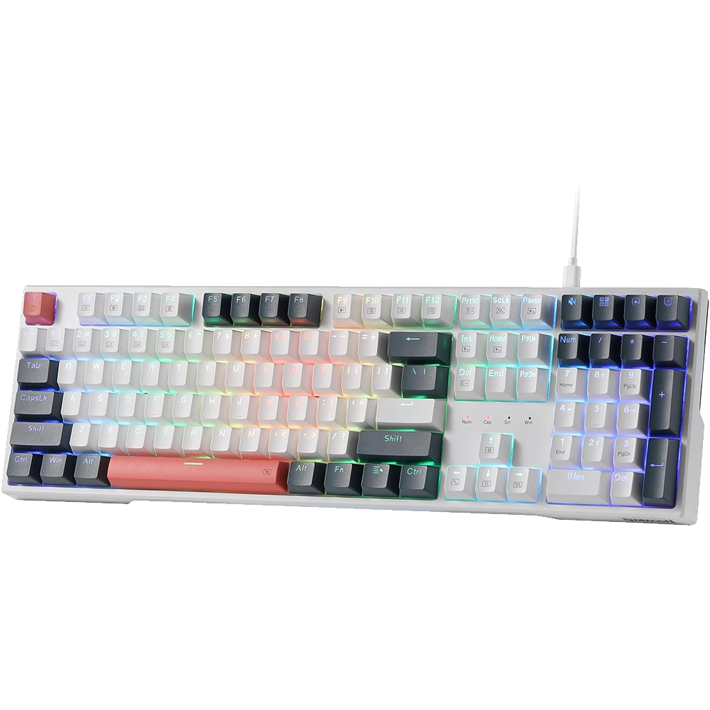 (Refurbished) Redragon Trundle K668 - 104 Keys Wired Mechanical Keyboard White|Black|Orange (Red Switch)