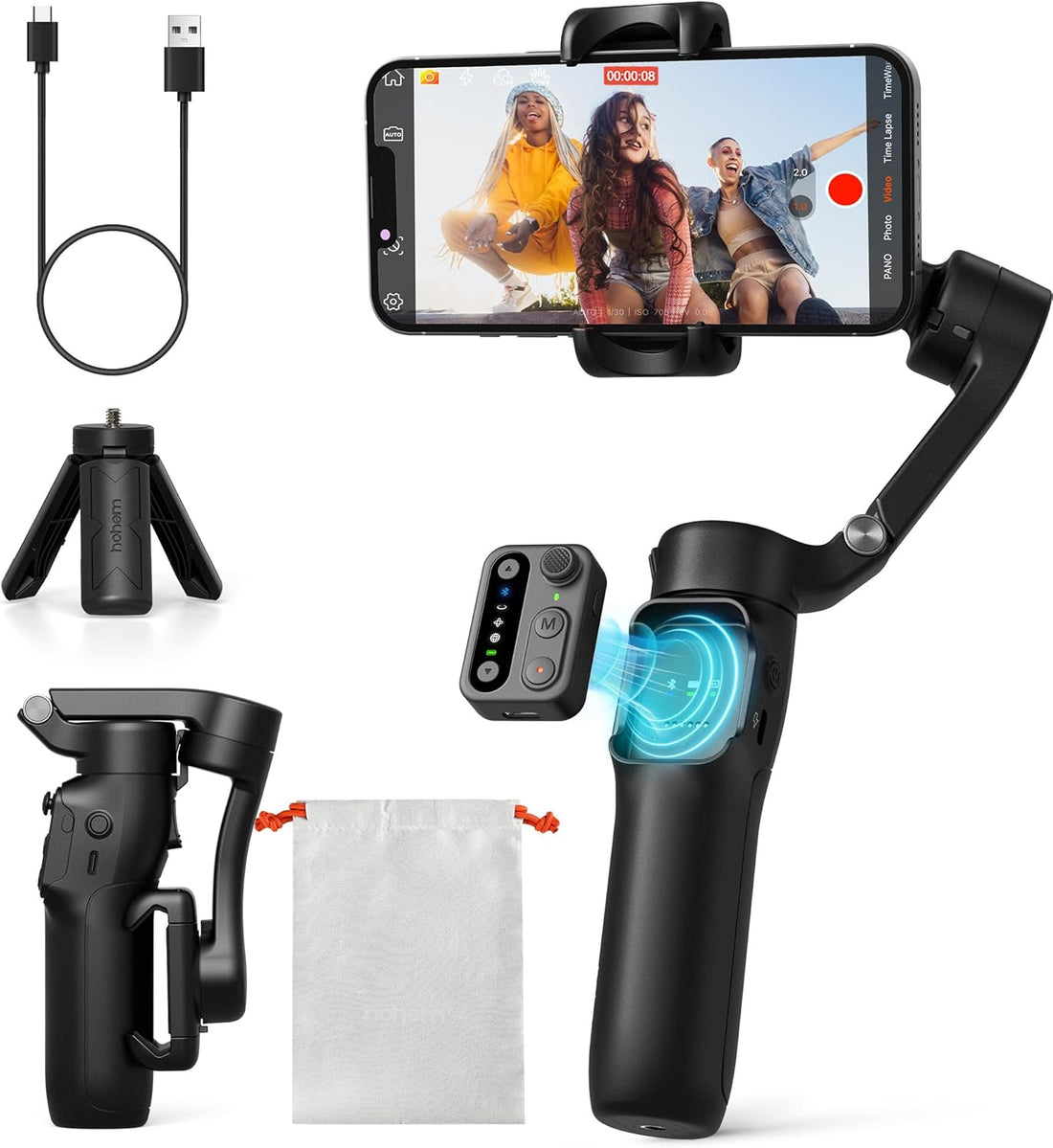 Hohem iSteady X3 SE - 3 Axis Foldable  Mobile Gimbal with Detachable Remote (Black)