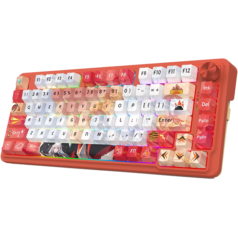 (Refurbished) Redragon Ucal Pro K673 Pro - 75% Wired+2.4Ghz+Bluetooth Mechanical Keyboard Anime Theme (Custom Hi-Fi Linear Switch)