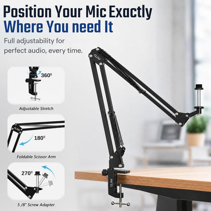 CLAW BA15 Heavy Duty Microphone Boom Arm | 360° Rotatable | Black
