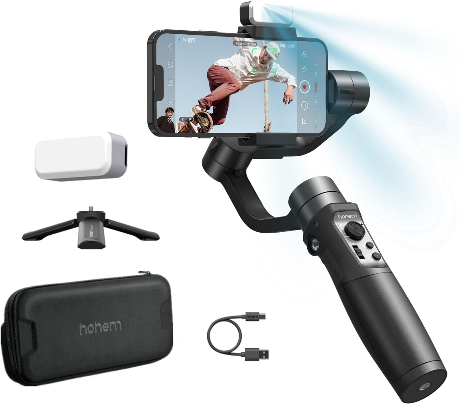 (Refurbished) Hohem iSteady Mobile + Kit - Handheld Gimbal with Magnetic Fill Light