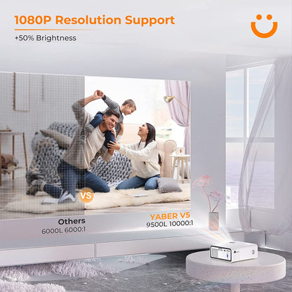 (Refurbished) Yaber V5 - Mini Projector (2023 Version) for Phone/TV Stick/PC
