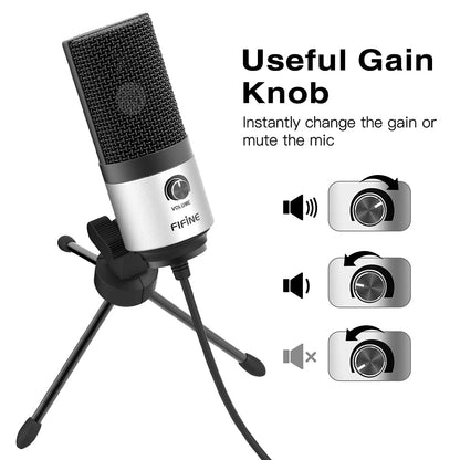 (Refurbished) Fifine K669S - USB Microphone Condenser (Silver)