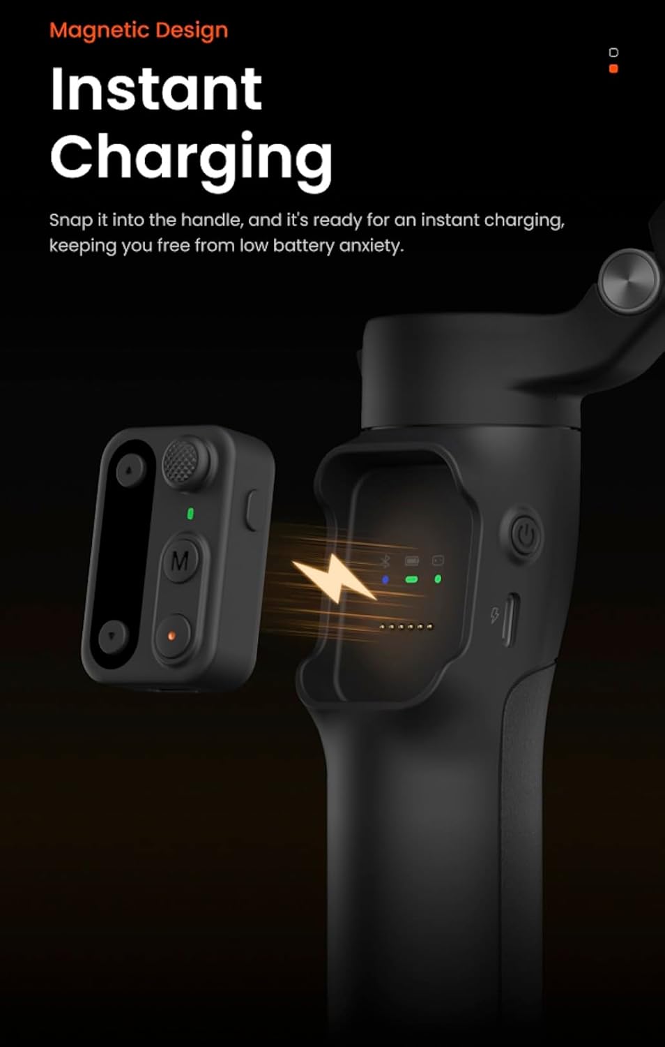 Hohem iSteady X3 - 3-Axis Mobile gimbal with Fill Light, Detachable Remote, AI Tracker and Built In Extension Tripod Stand (Black)