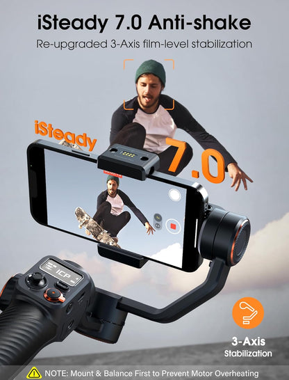 (Refurbished) Hohem M6 Gimbal Stabilizer for Smartphone, 2023 Upgrade 3-Axis Phone Gimbal